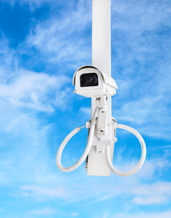 cctv camera with blue sky background