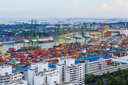 SINGAPORE - AUG 20, 2017: Commercial port of Singapore, It is one of the busiest Import, Export,...