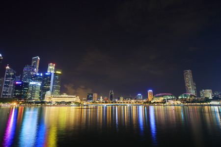 view of cityscape of Singapore city at nightのeditorial素材