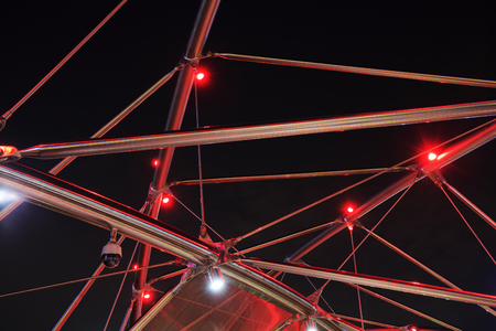 The Helix Bridge in Singapore city at nightのeditorial素材