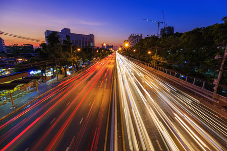 Bangkok, Thailand - March 3, 2018: traffic on Ngamwongwan Road at Kasetsart University in bangkok, Thailandのeditorial素材