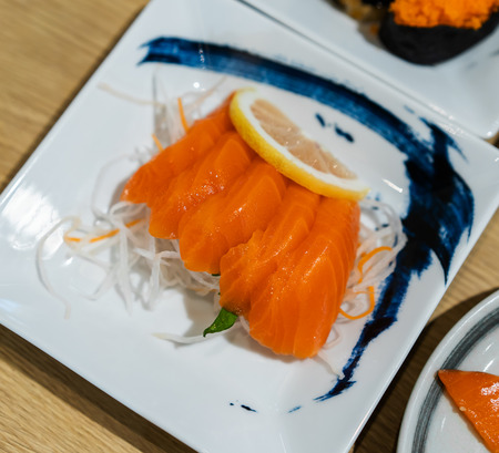 salmon sashimi, japanese style foodの写真素材