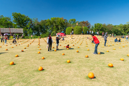 NAKHON RATCHASIMA, THAILAND - DECEMBER 31, 2018 ; unidentified people visiting garden at jim thomson...