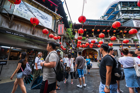 Jiufen, Taiwan â 10 June, 2019: Unidentified People visit heritage Old Town of Jiufen in New Taipei City, Taiwan.のeditorial素材