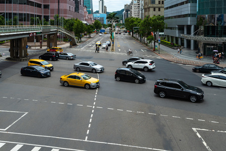 Taipei, Taiwan- 9 June, 2019: Traffic on road in Taipei, Taiwanのeditorial素材