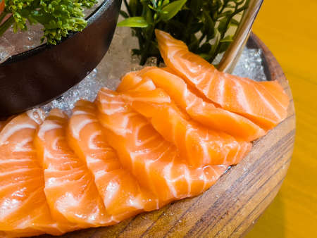 fresh salmon sashimi slice, japanese foodの写真素材