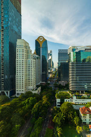Bangkok, Thailand - April 24 ,2022 : business center building with Whitthayu road in Bangkok city,...