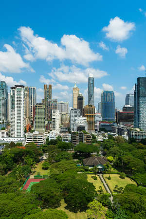 high-rise buildings cityscape near Witthayu road in Bangkok city, Thailand