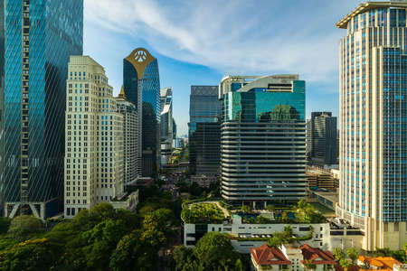 Bangkok, Thailand - April 24 ,2022 : business center building with Whitthayu road in Bangkok city, Thailandのeditorial素材