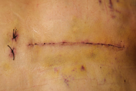 wound from open heart surgery on the female body (Heart Valve Regurgitation)の写真素材