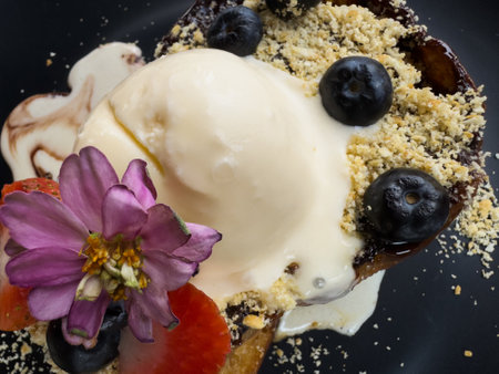 honey toast with an ice creamの写真素材