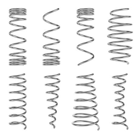 Three-dimensional illustration of metal spring isolated on a white background