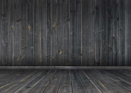 Interior. Grunge dark wood wall and floor, background texture.の写真素材