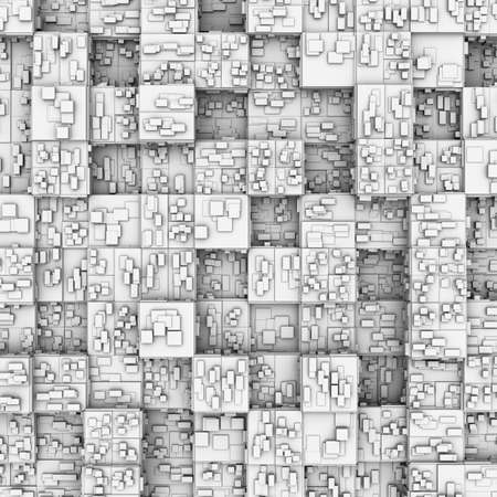 Three-dimensional illustration of background with white boxesの写真素材