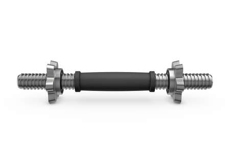 Fitness and sports equipment. Metal dumbbell with disks isolated on white backgroundの写真素材
