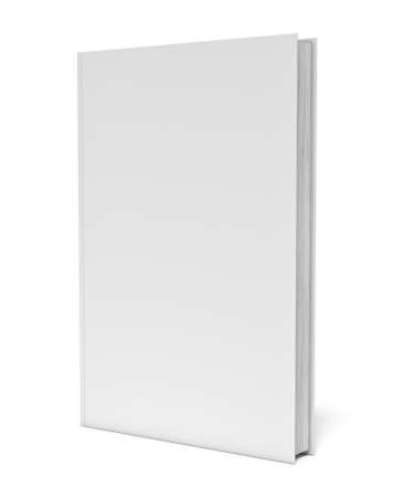 Three-dimensional illustration of white blank book on white backgroundの写真素材
