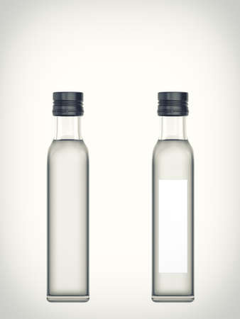 Three-dimensional illustration of a bottle with water isolated on a white backgroundの写真素材