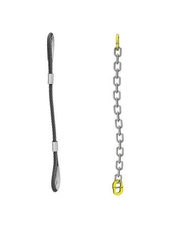 Three-dimensional illustration of cargo strapping. Metal cable and chainの写真素材