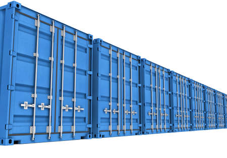 Three-dimensional illustration of metal container isolated on a white backgroundの写真素材