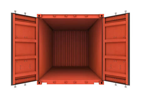 Three-dimensional illustration of open metal container isolated on a white backgroundの写真素材
