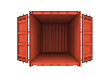 Three-dimensional illustration of open metal container isolated on a white backgroundの写真素材