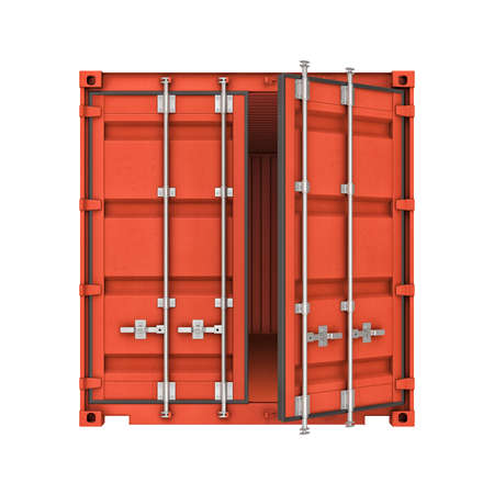Three-dimensional illustration of open metal container isolated on a white backgroundの写真素材