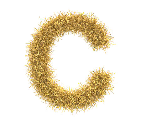 Three-dimensional illustration of letter of hay isolated on white backgroundの写真素材
