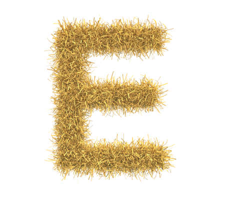 Three-dimensional illustration of letter of hay isolated on white backgroundの写真素材