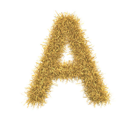 Three-dimensional illustration of letter of hay isolated on white backgroundの写真素材