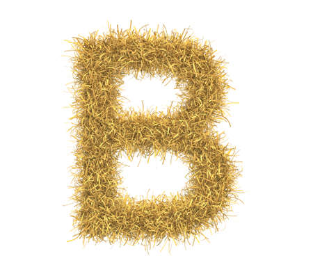 Three-dimensional illustration of letter of hay isolated on white backgroundの写真素材