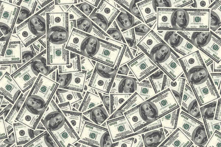 Three-dimensional illustration of money background with a lot of dollar