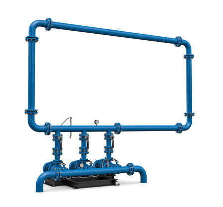 Three-dimensional illustration of pump station of waterの写真素材