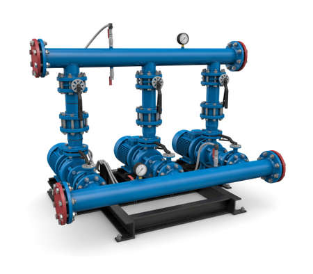 Three-dimensional illustration of pump station of waterの写真素材