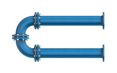 Three-dimensional illustration of metal pipe isolated on a white background