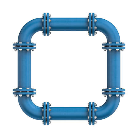 Three-dimensional illustration of metal pipe isolated on a white backgroundの写真素材