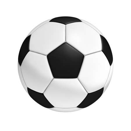 Three-dimensional illustration of soccer ball isolated on a white backgroundの写真素材