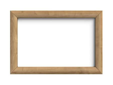 Three-dimensional illustration of wooden frame isolated on a white backgroundの写真素材