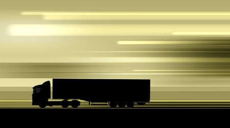 Illustration silhouette of driving truck on highwayの写真素材