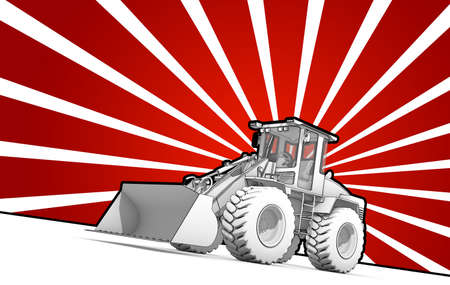 Illustration of black and white ink bulldozer pop artの写真素材
