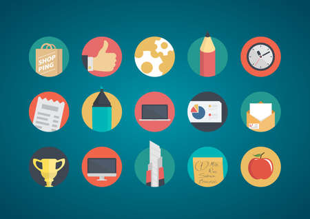 A lot of icons on a blue backgroundのイラスト素材