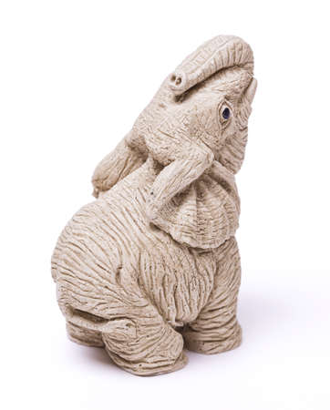 Small statue of elephant on white backgroundの写真素材