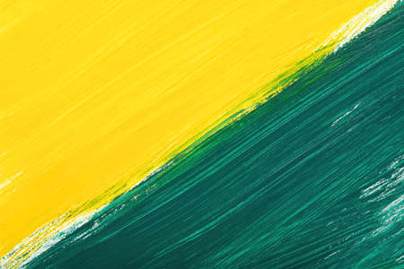 Yellow-green abstract hand-painted gouache brush stroke daub background textureの写真素材