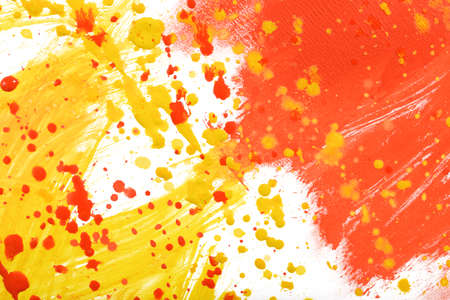 Yellow-red abstract hand-painted gouache brush stroke daub background texture