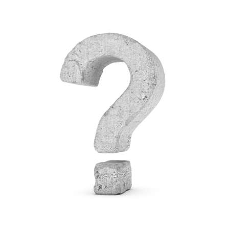 3D rendering of concrete question mark isolated on white background.の写真素材
