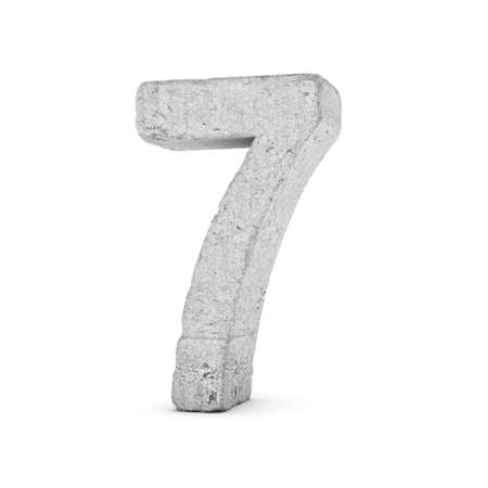 3D rendering concrete number 7 isolated on white background.の写真素材