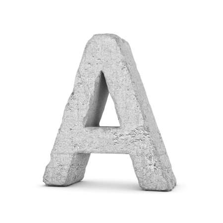 3D rendering concrete letter A isolated on white background.の写真素材