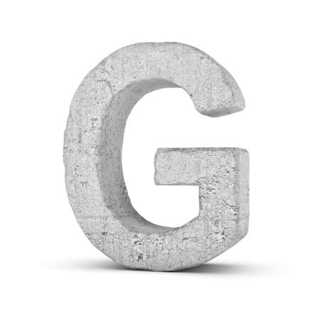 3D rendering concrete letter G isolated on white background.の写真素材