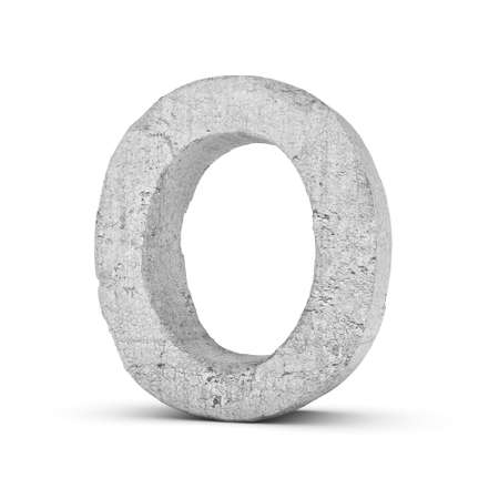 3D rendering concrete letter O isolated on white background.の写真素材