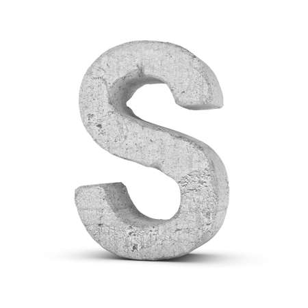 3D rendering concrete letter S isolated on white background.の写真素材