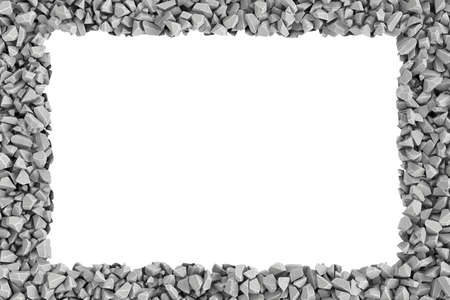 3d rendering of rectangle frame of stones on white background. Photo frame. Building material. Industry-specific background.の写真素材
